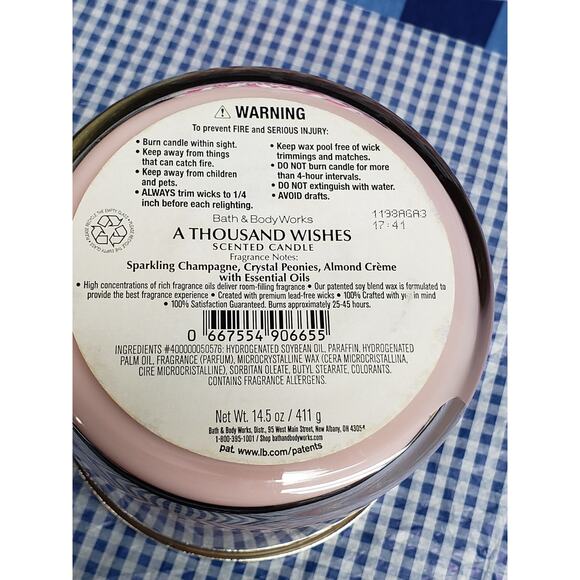 BBW Thousand Wishes Large 3 Wick Candle Home Fragrance Decor - Picture 2 of 2